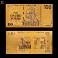 Colors Zimbabwe Currency 100 Dollars In 24k Gold Banknotes Paper Money Souvenir Gift Collection