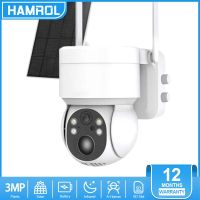 Hamrol 3MP Outdoor Solar PTZ WiFi IP Camera With Rechargeable Battery PIR Human Detection Wireless CCTV Camera Connect to Cellphone With Voice iCsee APP