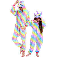 Boys Girls Stitch Unicorn Pajamas Onesies Kids Anime Panda Pijama Women Winter Soft Warm Nightie Unicornio Sleepwear Overalls