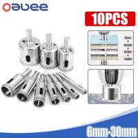 10pcs Diamond Coated Drill Bits Set Hole Saw Kit 6mm-30mm Tile Marble Glass Ceramic Drilling Bits For Power Tools Accessories Exterior Mirrors