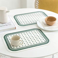 INS Leather Placemat Green Waterproof Oil-proof Table Mat Japanese Style Simple Heat Resistant Mat Home Dinning Table Decoration