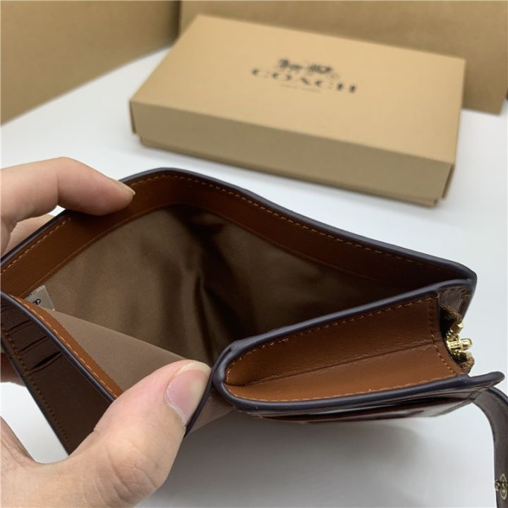 cod-women-s-classic-c-pattern-short-wallet-กระเป๋าสตางค์พับได้-simple-fashion-coin-purse-0082