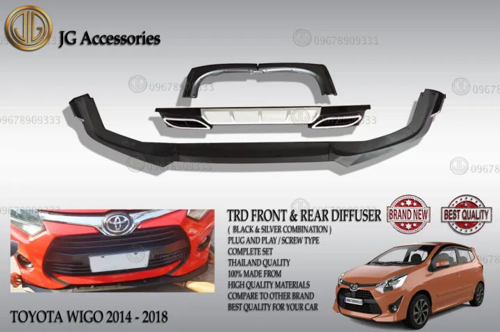 Wigo Rear Diffuser TOYOTA WIGO GENERATION 2 2016 - 2020 FRONT AND REAR DIFFUSER BLACK ...
