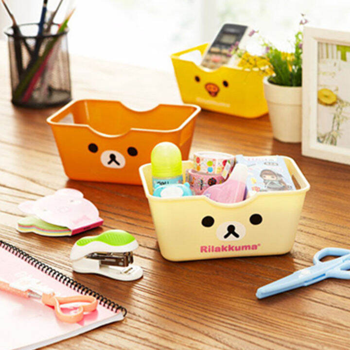OGMY Cute Desktop Organizer Mini Storage Box Rilakkuma Plastic Basket ...