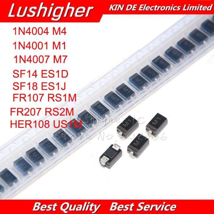 100PCS Rectifier Diode 1N4001 M1 1N4004 M4 1N4007 M7 FR107 RS1M SMA