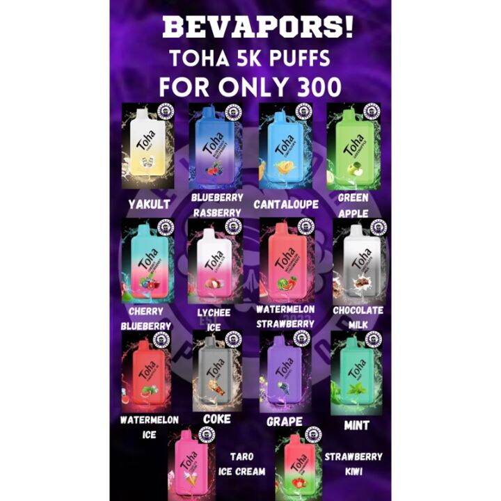 TOHA DISPOSABLE VAPES 5k PUFFS 5000 puffs rechargable WITH FREE