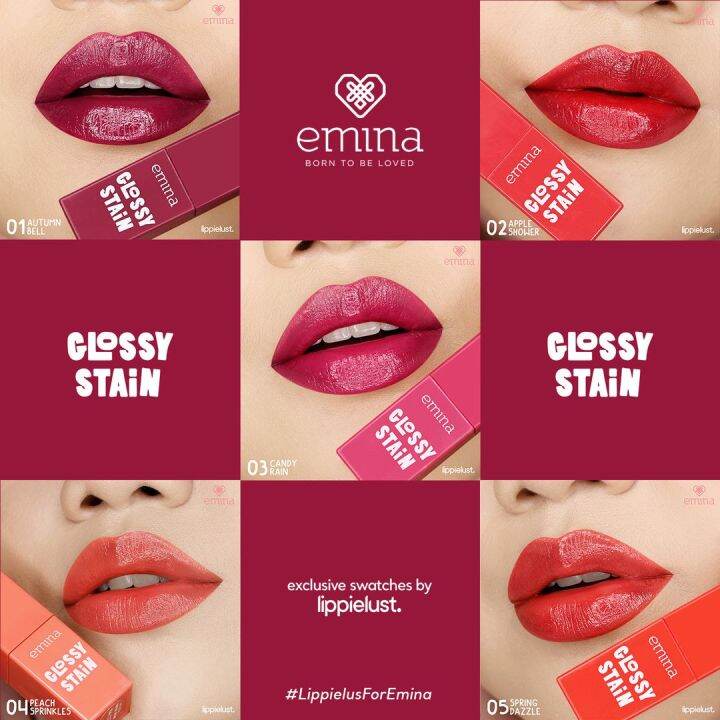[Original 100] EMINA Glossy Stain / Emina Liptint / Lip Tint Tekstur Gel / Emina Liptin Glossy