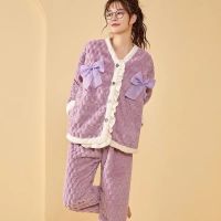 Autumn Winter Kawaii Cartoon Pajama Sets Women Pyjamas Flannel Loung Sleepwear Pajamas Girl Pijama Mujer NightSuits HomewearTH