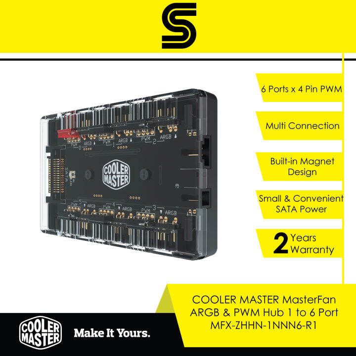 COOLER MASTER Masterfan ARGB & PWM 1 To 6 Ports Hub - MFX-ZHHN-1NNN6-R1 ...