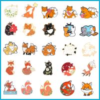 Playful Cute Fox Metal Enamel Brooch Cartoon Cute Fox Picking the Stars Play Game Badge Best Friend Gift Pin Jewelry Accessory