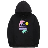 Im Dead Inside Letter Logo Hoodie Dolphin Sun Smile Graphic Print Hoodies Men Cotton Oversize EU Size Sweatshirt Pullover Size XS-4XL