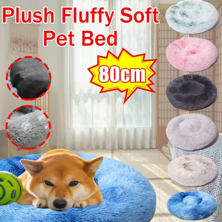 80cm Cats & Dogs Calming Bed Plush Fluffy Soft Pet Bed hot Lazada PH