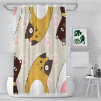 Cartoon Cats Paw Shower Curtains Pet Lover Waterproof Fabric Creative Bathroom Decor with Hooks Home Accessories