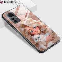 Jizetin เคสใส่โทรศัพท์กระจกกันกระแทกสำหรับ Xiaomi MI 12 12 12 Lite 5G Xiaomi 12 Pro 3D ยิ้มชุดเจ้าหญิงกระจกเทมเปอร์กรอบเฮาส์ซิ่ง