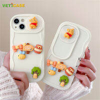 3D น่ารักหมีน้ำผึ้งป้องกันเลนส์กล้องโทรศัพท์เคสสำหรับ Apple iPhone 14 13 12 11 Pro Max Plus นุ่มหลังซิลิโคนสำหรับโทรศัพท์มือถือกรณี Phonecase สีเหลือง