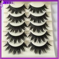 VYBL 5 Pairs ความงาม ข้าม แต่งหน้า สีดำยาว ต่อขนตา 3D ธรรมชาติ ขนตาปลอม