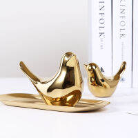 Nordic Home decoration Golden bird ornament Modern Minimalist desktop ceramic little bird furnishing wedding birthday gifts