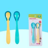 ☂✧ 2pc Baby Temperature Sensing Spoon Safety Silicone Feeding Flatware Spoon for Baby Self Feeding Infant Kids Baby Dishes