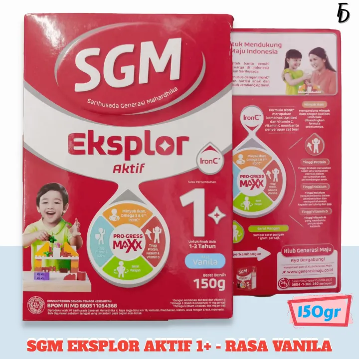 SGM EKSPLOR AKTIF 1+ 150gr (Iron C) - Untuk Usia Anak 1-3 tahun - Rasa ...