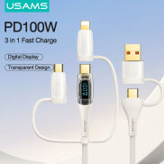 Usams pd100w 3 trong 1 nhanh chóng cáp sạc minh bạch kỹ thuật số displa QC