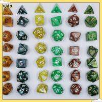 VJDA 7Pcs/set เกมตาราง ลูกเต๋า DND D4 D6 D8 D10 D12 D20 7-Die ลูกเต๋าหลายด้าน ทนทานต่อการใช้งาน อะคริลิค ลูกเต๋าเกม TRPG DND