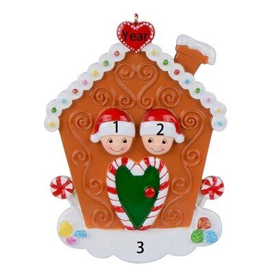 เรซิ่น Maxora Gingerbread House ครอบครัว2เครื่องประดับส่วนบุคคลสำหรับคริสต์มาสปีใหม่ตกแต่ง Keepsakes