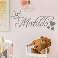 Personalised Princess Crown Name Wall Sticker Quote Stencil Kids Bedroom Girls Wall Words Stickers Nursery Vinyl Decals D849