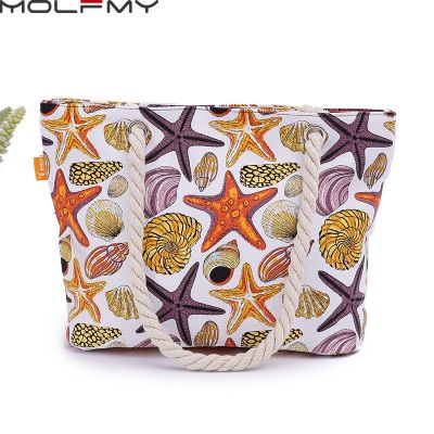Canvas Handbag For Women Large Capacity Shells Conch Print Simple Shoulder Ocean Style Beach Tote Bag Portable 2021 New Dropship
