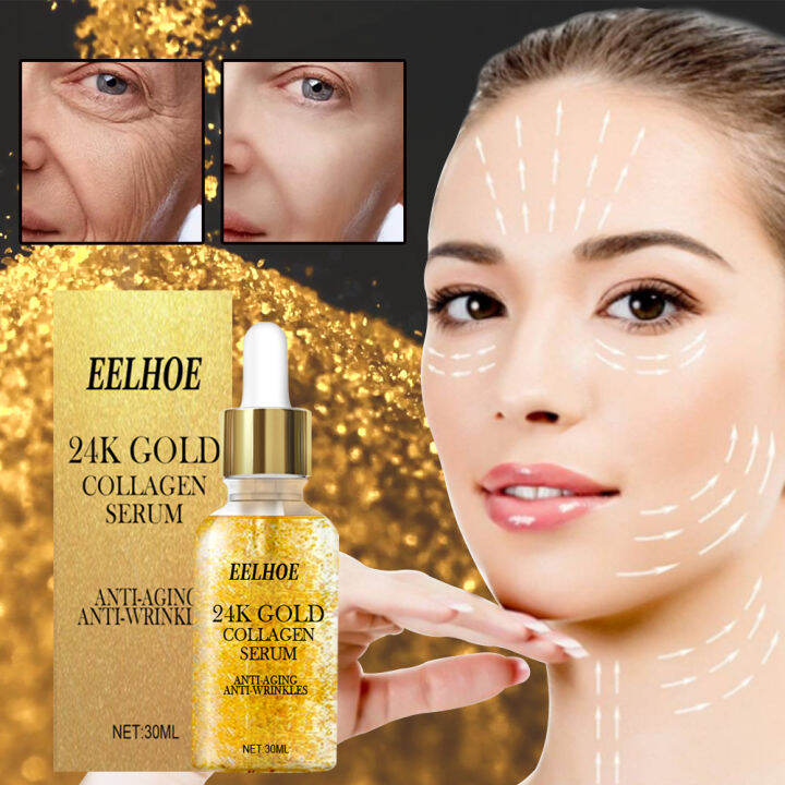 Eelhoe 24K Gold Collagen Serum Hyaluronic Acid Facial Whitening Anti