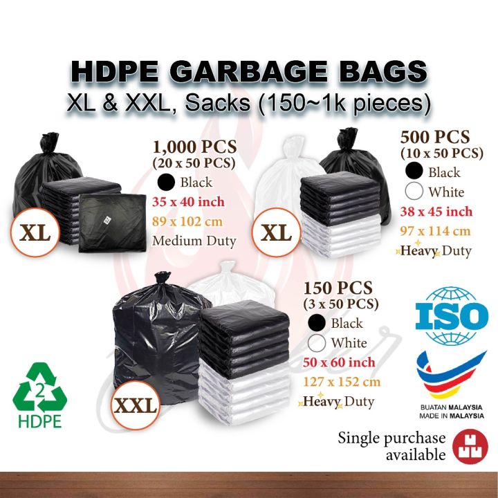 Extra Large Garbage Bags, Black Heavy Duty Garbage Bags Bulk