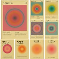 2023 ☏▲♧ Angel Number Retro Poster Gradient Aura Prints Room Decoration Energy Spiritual Vintage Home Decor Nostalgia Art Wall Paintings