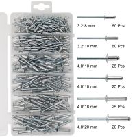 Multiple Sizes Aluminum Dome Head Blind Pop Rivets Assorted Set,215Pcs