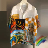 ORANGE Silk CASABLANCA เสื้อผู้ชายผู้หญิง1:1คุณภาพดีที่สุดการพิมพ์ภาพฮาวาย Beach เสื้อ