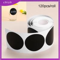 CHIZH 120pcs/roll บ้าน ขวดแยม เครื่องเทศ ป้ายกระดานดำ สติ๊กเกอร์ฉลากกลม ปากกามาร์กเกอร์ แท็กขวด