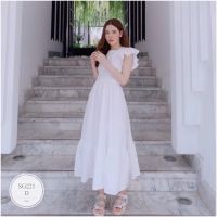 ML221  Dress เดรสคอเหลี่ยมแขนระบาย ผ้าโฟร์เวย์สีขาว ชายเดรสปล่อยสวิง ด้านหลังแต่งผูกโบว์ พร้อมส่ง  สี : 18 สี  ขาว กรมท่า ชมพู ดำ น้ำตาล ฟ้า ม่วงอ่อน ม่วงเข้ม เขียว เทา เหลือง แดงสด แดงเลือดหมู น้ำตาลเข้ม ฟ้าอ่อน ชมพูหวาน เขียวมิ้นท์ เหลืองอ่อน เทาเข้ม  ข