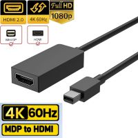 อะแดปเตอร์ช่องแสดงผลไปยังขนาดเล็ก HDMI 4K 60Hz ใช้งานธันเดอร์โบลต์ Mini DP เป็น HDMI 2.0สายเคเบิลอะแดปเตอร์สำหรับ Microsoft Surface Pro 6/4/3