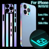 Colorful Luminous Side Film for iPhone 14 13 12 Pro Max Mini Frame Film+Camera Stickers Skin Border Protector Wrap Cover  Screen Protectors