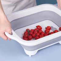 Multifunction Collapsible Cutting Board Dish Tub 3 In 1 Folding Sink Kitchen supplies Drain Basket Outdoor Camp Portable Basins 多功能可折叠砧板洗碗盆 3 合 1 折叠 沥水篮便携盆