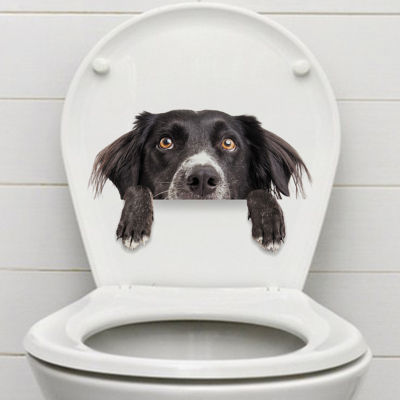 สติ๊กเกอร์ติดห้องน้ำ3D สุนัขน่ารักกันน้ำเอาออกน่ารักด้วยตนเองสติกเกอร์ติดในห้องน้ำติดง่าย