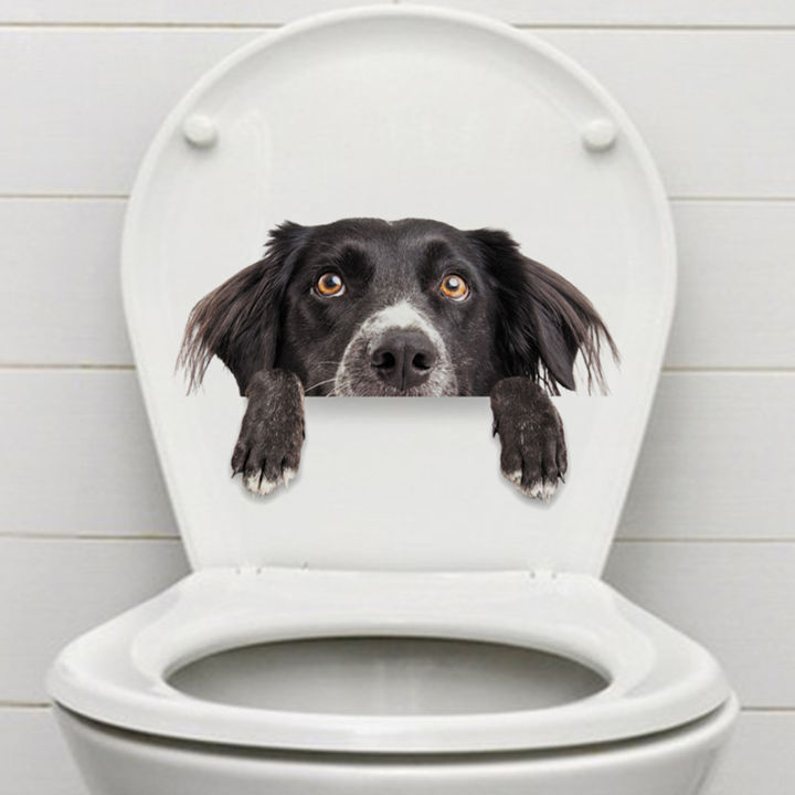 สติ๊กเกอร์ติดห้องน้ำ3d-สุนัขน่ารักกันน้ำเอาออกน่ารักด้วยตนเองสติกเกอร์ติดในห้องน้ำติดง่าย