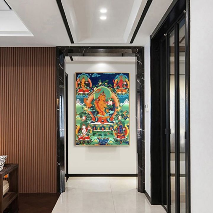 thangka-ห้า-manjusri-พระพุทธรูปทิเบตอินเดียจีนศาสนาผ้าใบพิมพ์ภาพวาดโปสเตอร์ภาพผนังศิลปะตกแต่งบ้าน
