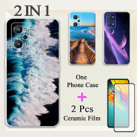 2อิน1สำหรับ Realme GT Neo 2เคสนิ่ม TPU ทาสีซิลิโคนเคสโทรศัพท์ด้วยฟิล์มกันรอยกันกระแทกโค้ง