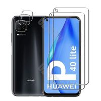 (2 + 2) สำหรับ Huawei P40 Lite (4G) กระจกเทมเปอร์ (2ชิ้น) กล้อง &amp; เลนส์ติดฟิล์ม (2ชิ้น) ป้องกันหน้าจอป้องกัน