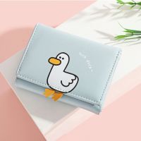 Creative Cartoon Luck Duck Design Womens Wallet PU Leather Bank Card Holder Kawaii Short Fold Wallets Cash Clip Womens Purses Wallets