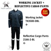 TK 100 COTTON MENS SAFETY WORKING JACKET MENS COOLER WORKING JACKET BAJU KERJA LELAKI 3500 - DARK BLUE