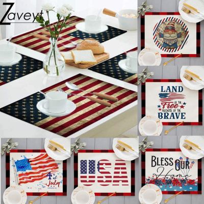 【CC】▦  Flag Placemat Mats Non-Slip Heat-Resistant Table Drink Coaster Independence Day