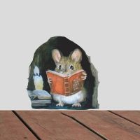 ﹍☏ Cartoon Mouse Reading Wall Sticker Kids Room Home Decoration Mural Living Room Bedroom Wallpaper Removable Funny Rats Stickers