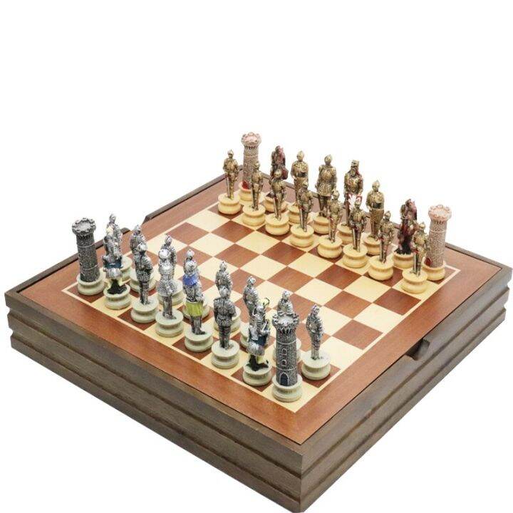 3D Figure Chess Piece Large Chess Solid Wood Chessboard Resin Chess