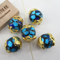 APDGG Wholesale 5 PCS Blue Murano Glass connector Spacer Bead for Making Jewelry DIY