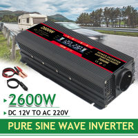 อินเวอร์เตอร์รถยนต์ดัดแปลง Sine Wave 1500W2000W2600W อินเวอร์เตอร์พลังงานแสงอาทิตย์ DC12V AC 220V Dual USB Transformer Converter EU Socket